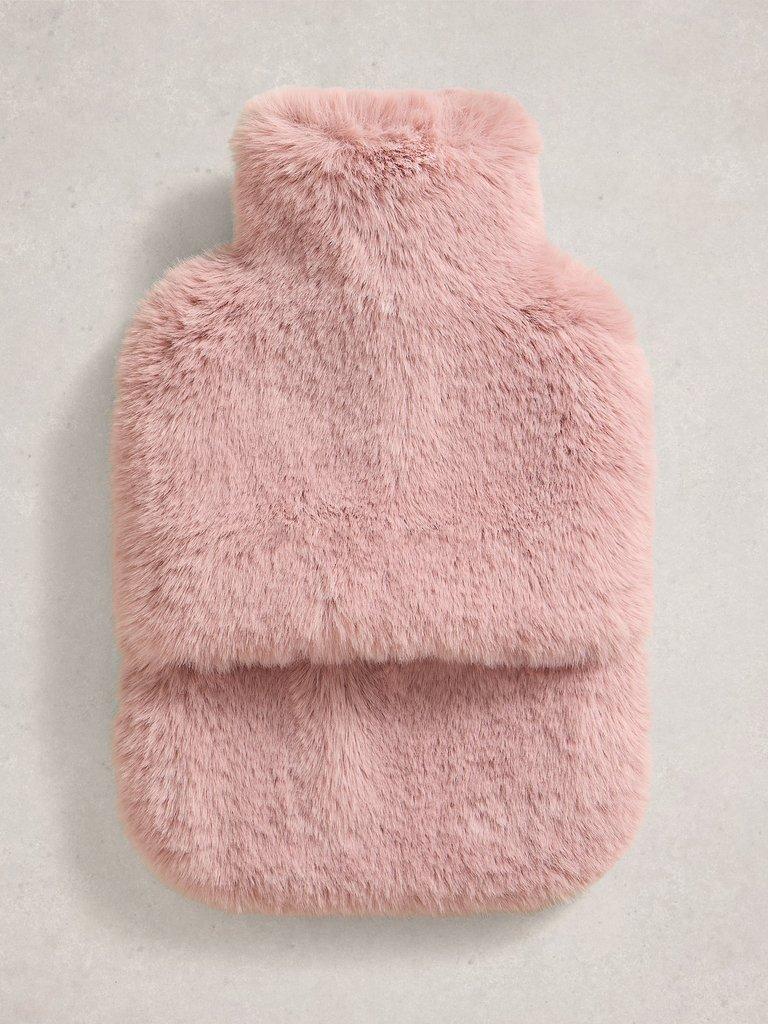 Faux Fur Fluffy Hot Water Bottle in PINK MLT - FLAT FRONT