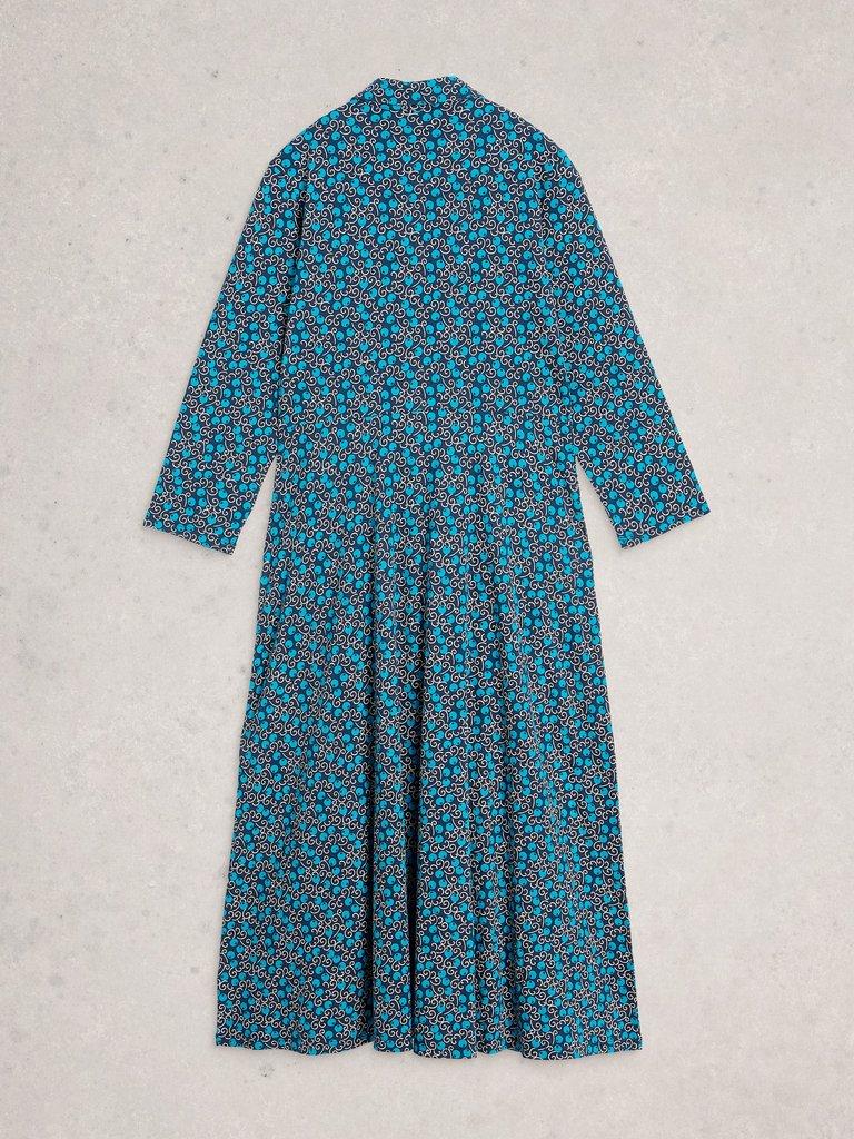 Pia Jersey Collared Shirt Dress in NAVY MULTI - FLAT BACK