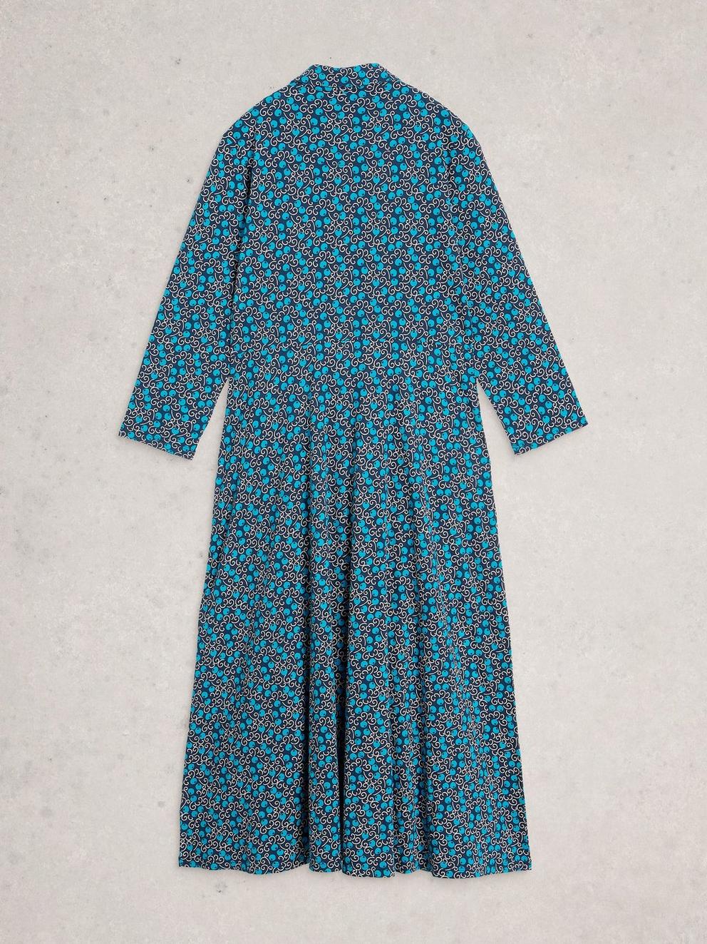 Pia Jersey Collared Shirt Dress in NAVY MULTI - FLAT BACK