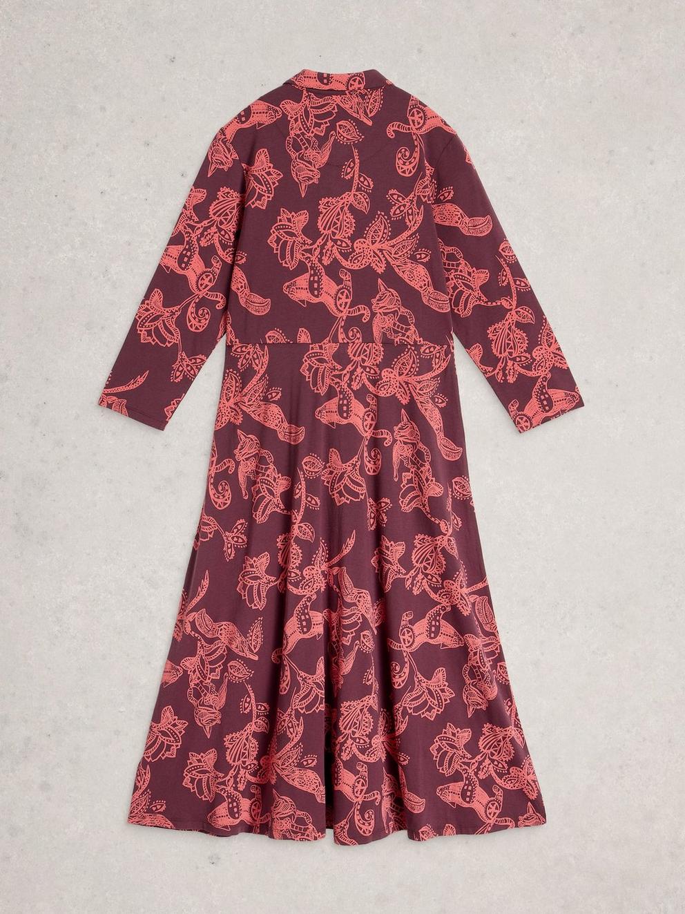 Pia Jersey Collared Shirt Dress in PLUM PR - FLAT BACK