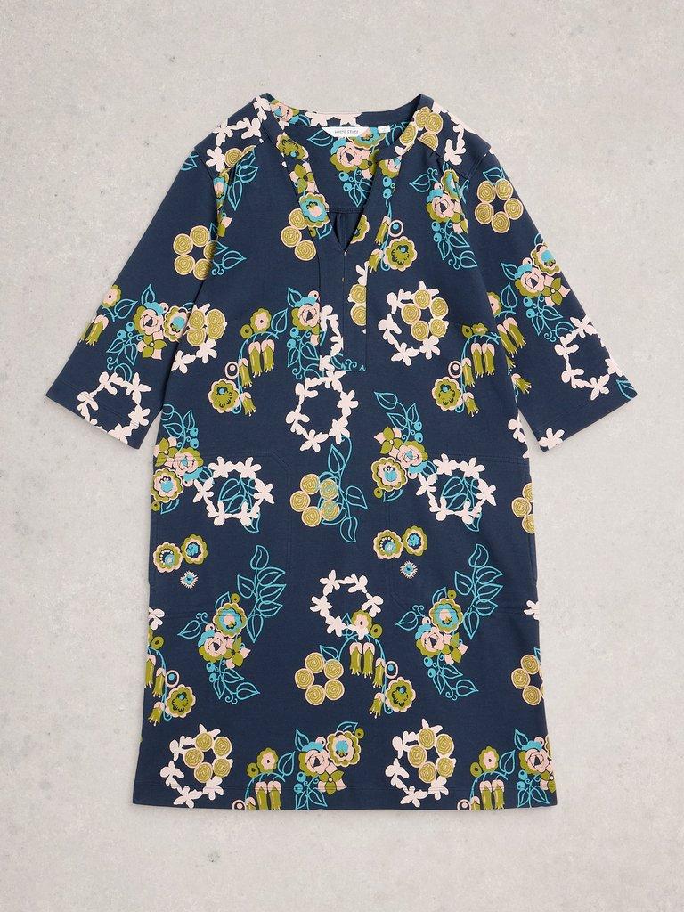 Jada Jersey Shift Dress in NAVY PR - FLAT FRONT