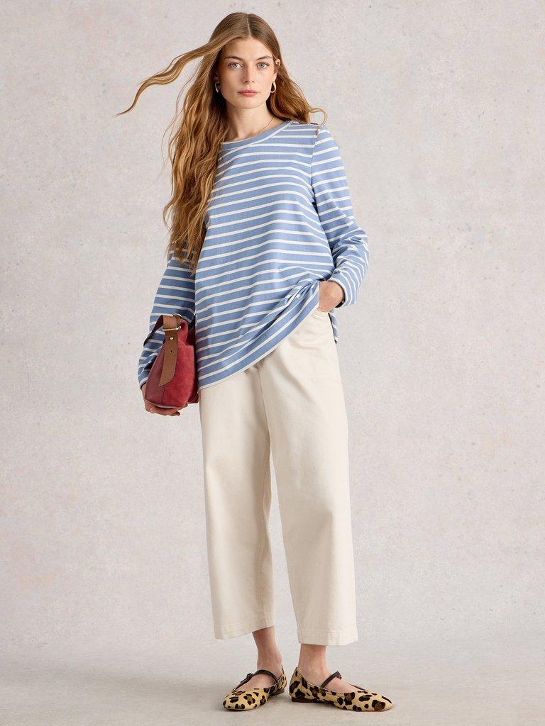 WILLOW TUNIC in BLUE MLT - MODEL FRONT