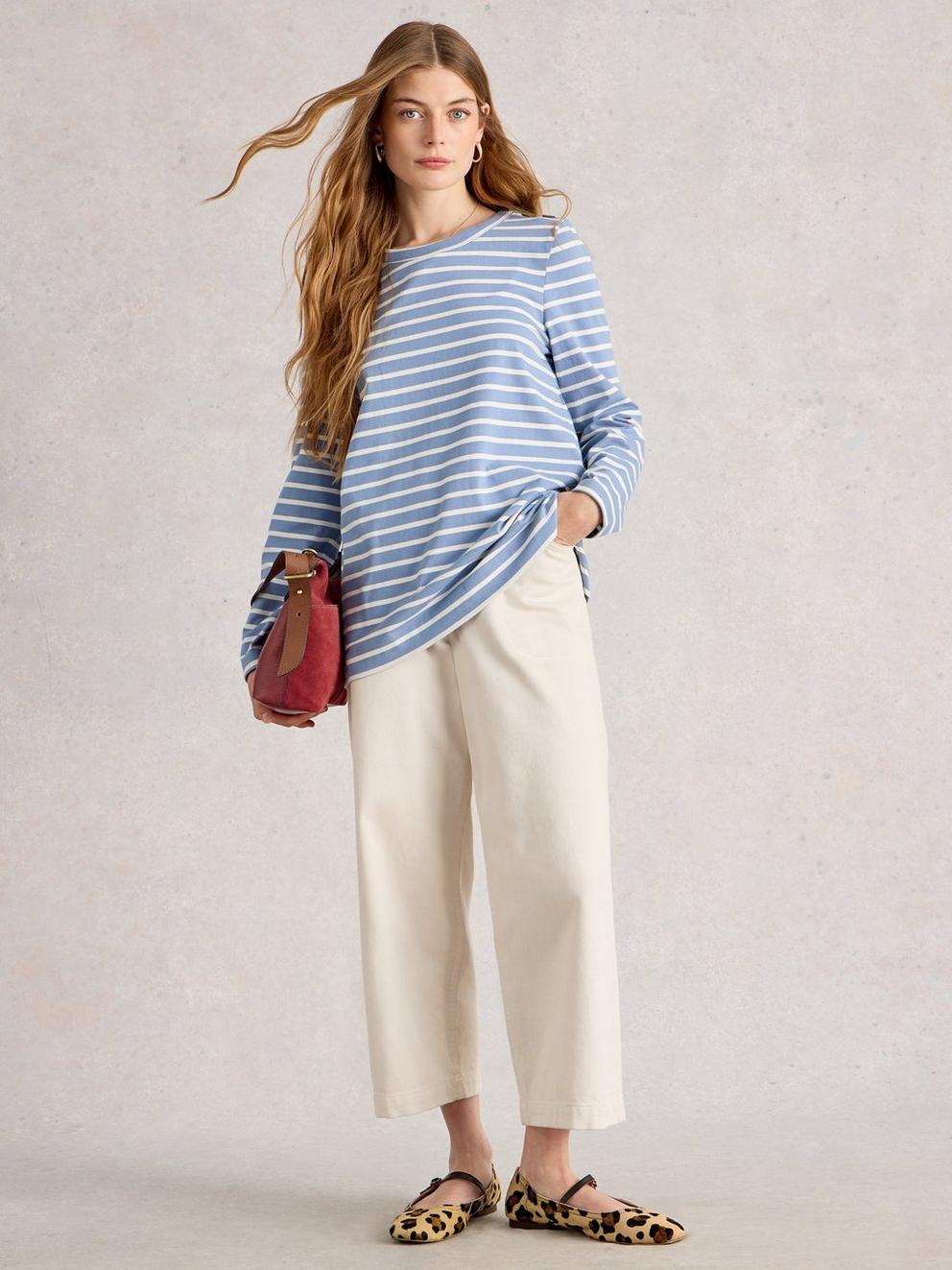 WILLOW TUNIC in BLUE MLT - MODEL FRONT