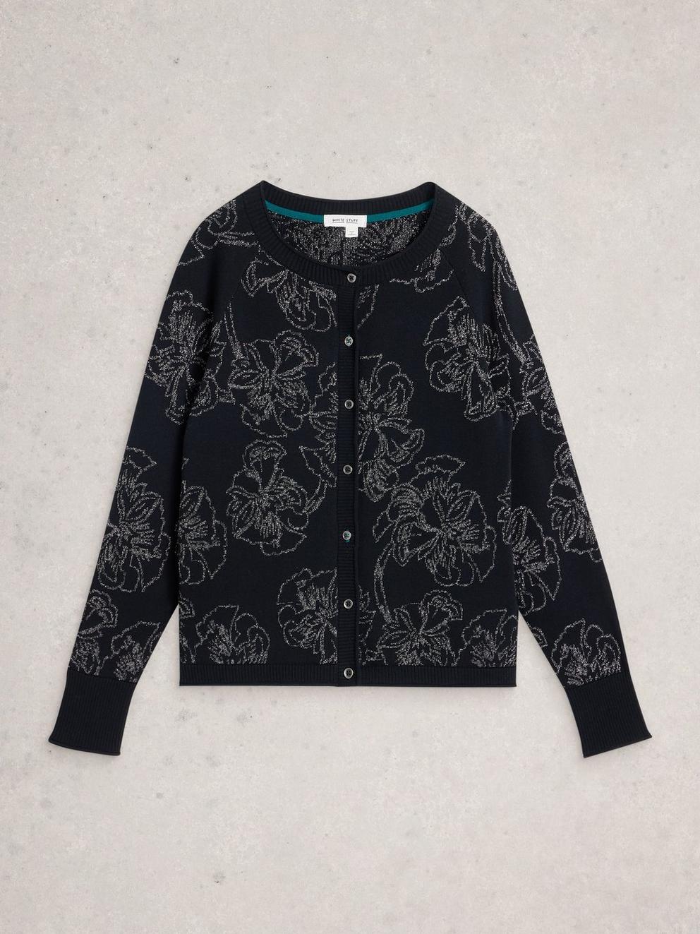 LULU SPARKLE CARDI in BLK MLT - FLAT FRONT