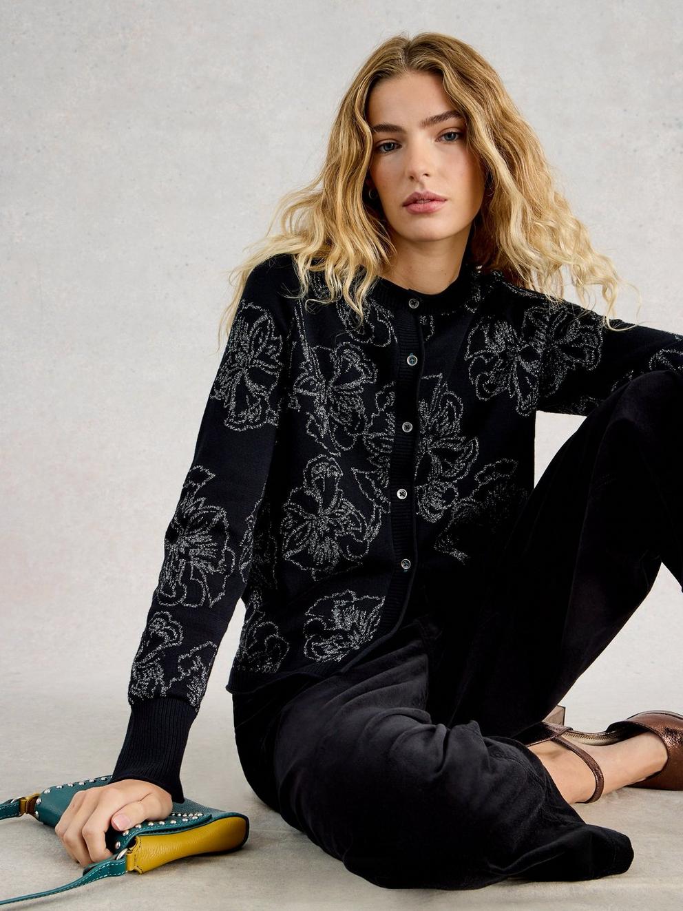 LULU SPARKLE CARDI in BLK MLT - LIFESTYLE