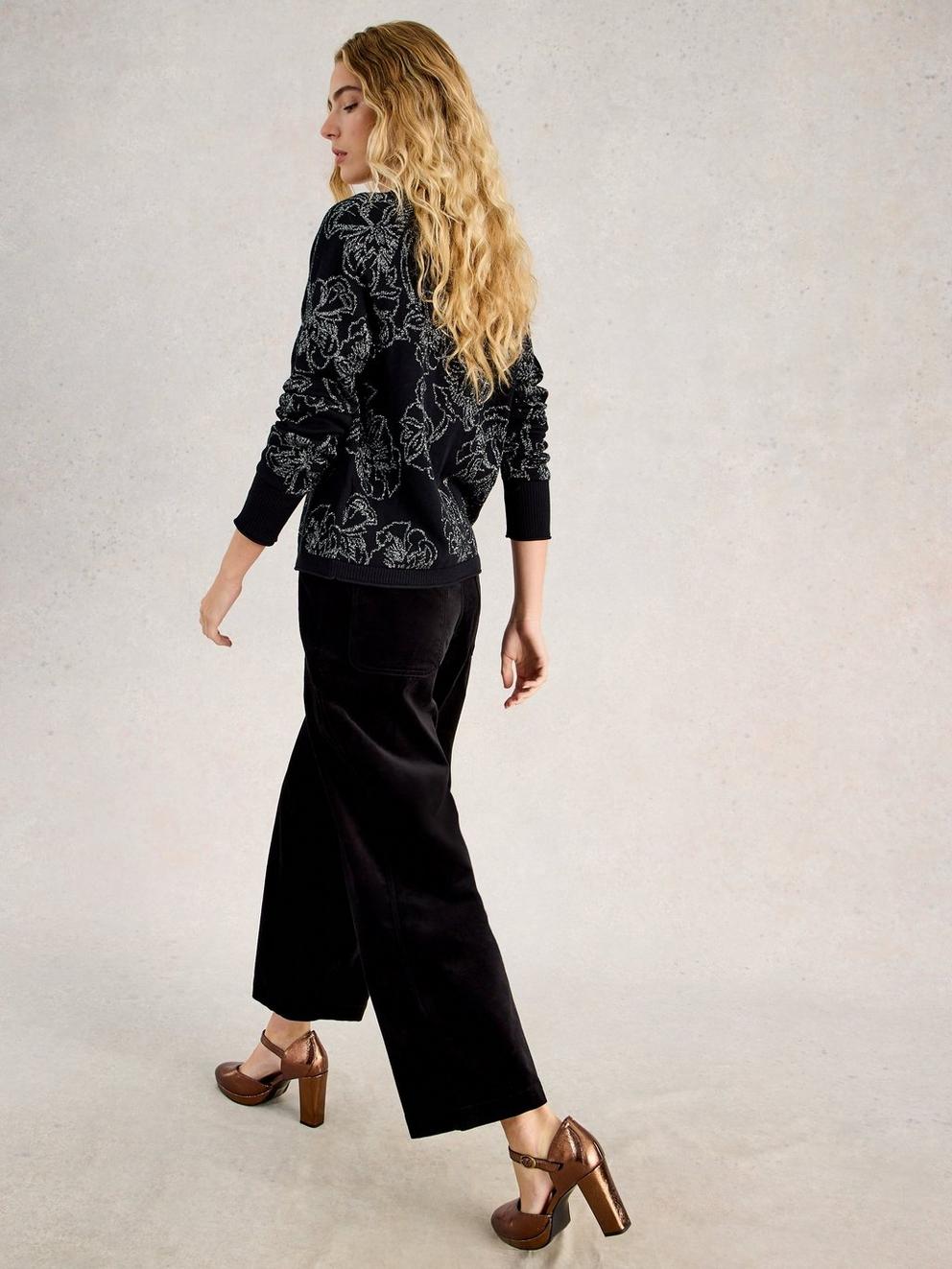 LULU SPARKLE CARDI in BLK MLT - MODEL BACK