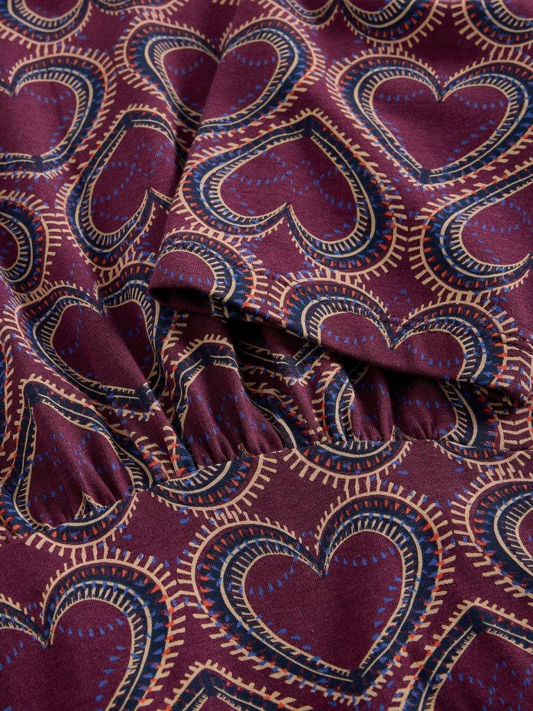 Olivia Crew Neck Jersey Dress in PLUM PR - FLAT DETAIL