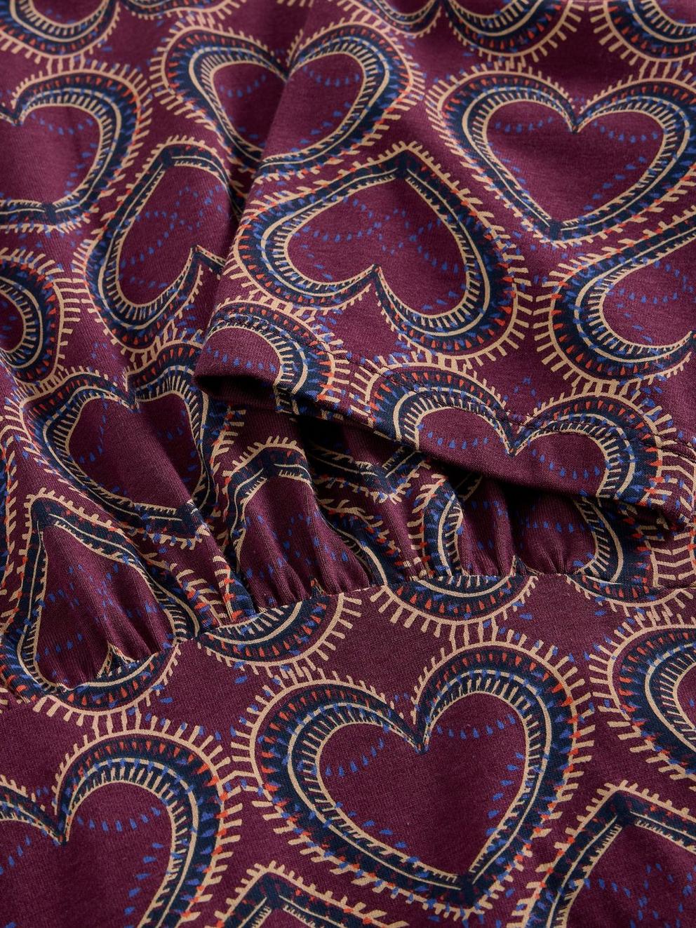 Olivia Crew Neck Jersey Dress in PLUM PR - FLAT DETAIL