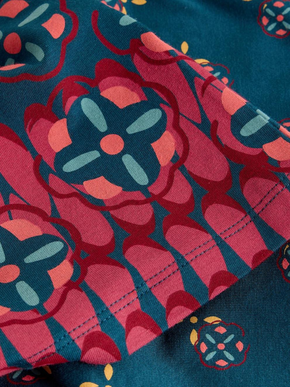 Olivia Crew Neck Jersey Dress in TEAL PR - FLAT DETAIL