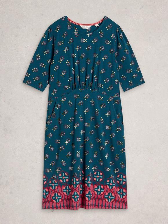 ou jersey dress Olivia Mid Sleeve Jersey Dress in BLACK PRINT