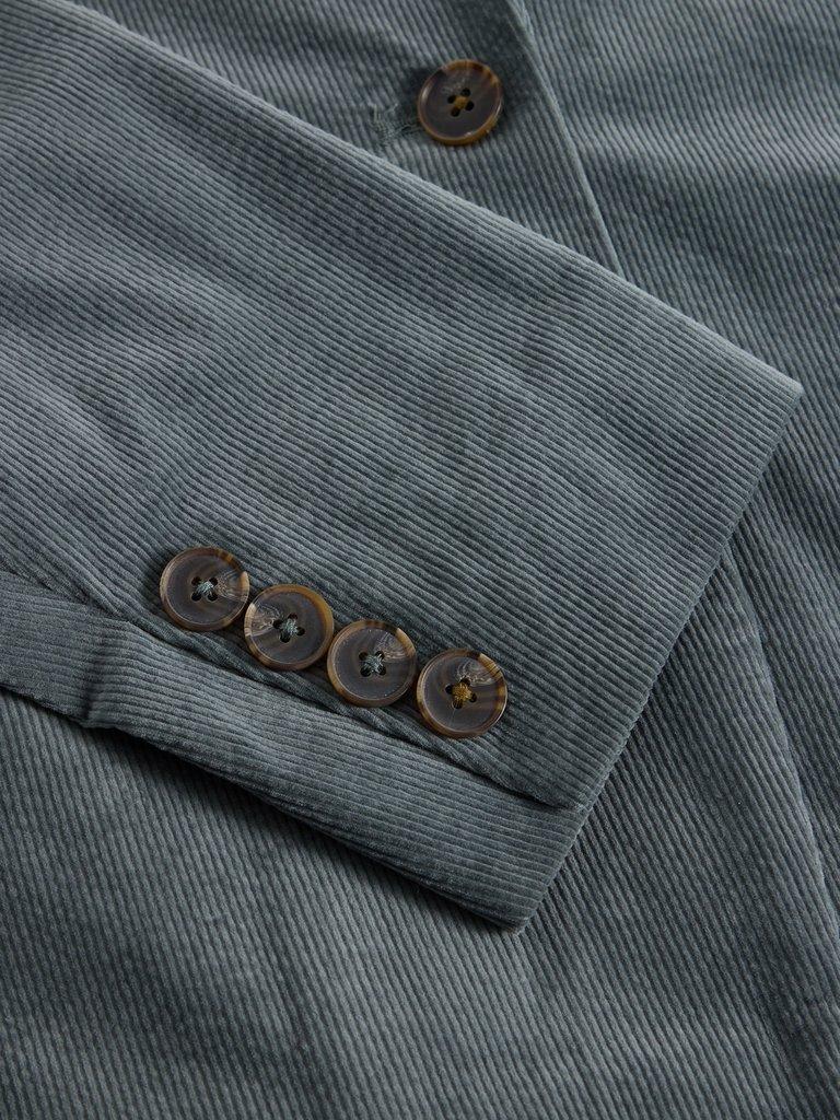 Evelyn Cord Collared Blazer in DK GREEN - FLAT DETAIL