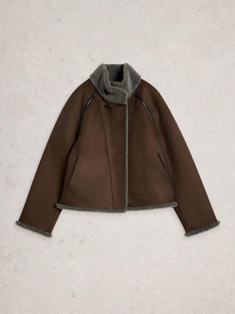 Adley Reversible Borg Jacket in GREY MLT - FLAT BACK