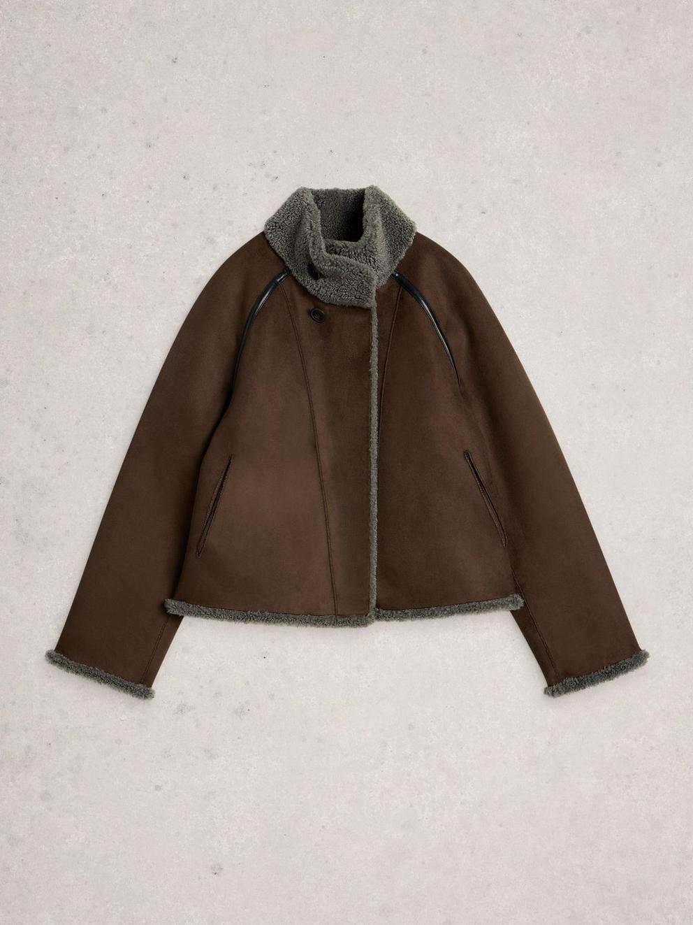 Adley Reversible Borg Jacket in GREY MLT - FLAT BACK