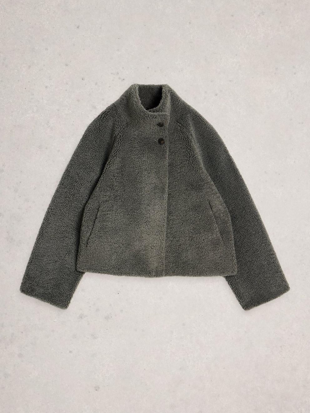 Adley Reversible Borg Jacket in GREY MLT - FLAT FRONT