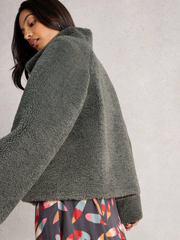 Adley Reversible Borg Jacket in GREY MLT - MODEL BACK