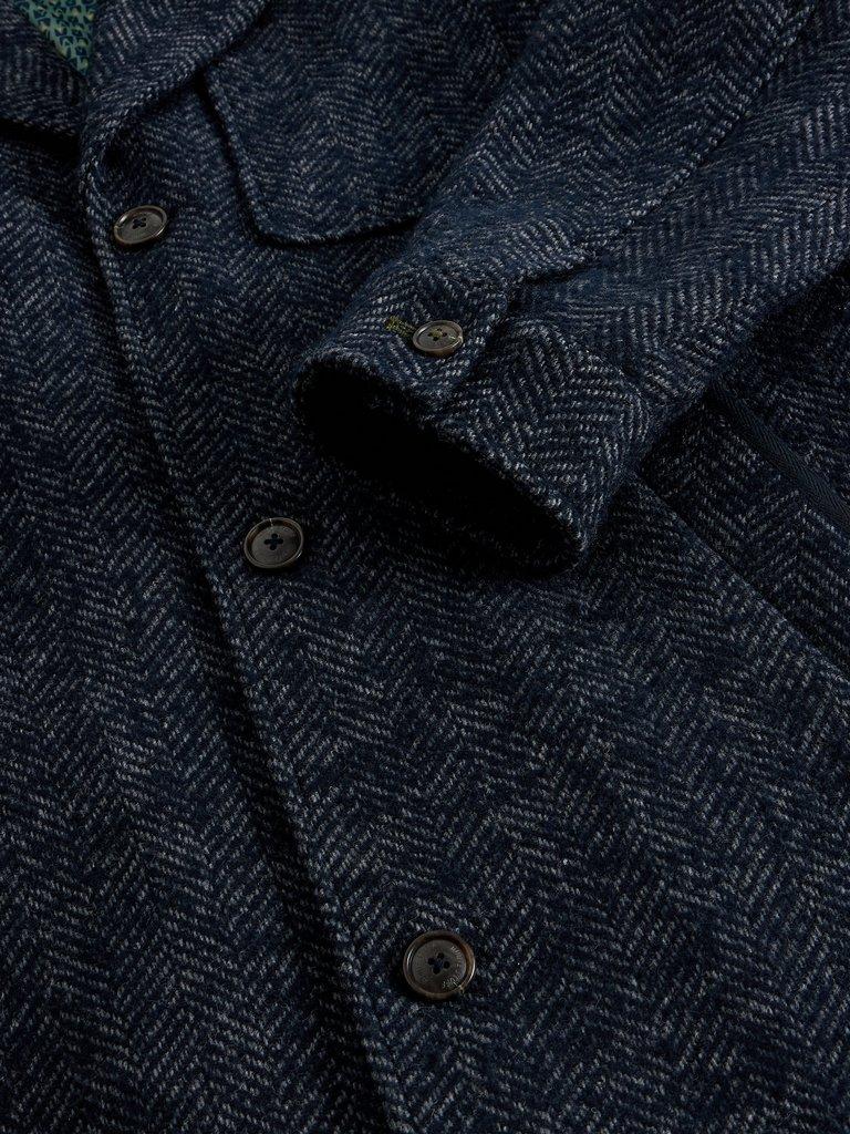 Herringbone Epsom Coat in DARK NAVY - FLAT DETAIL