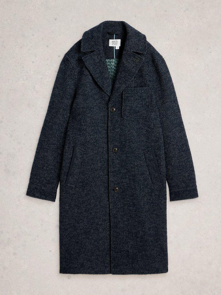 Herringbone Epsom Coat in DARK NAVY - FLAT FRONT