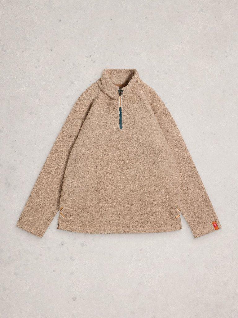 Borg Half Zip in LGT NAT - FLAT FRONT