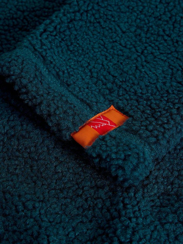 Borg Half Zip in MID TEAL - FLAT DETAIL