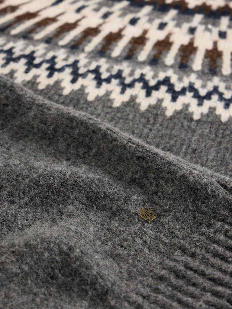 Claude Fairisle Crew Neck in DK GREY - FLAT DETAIL