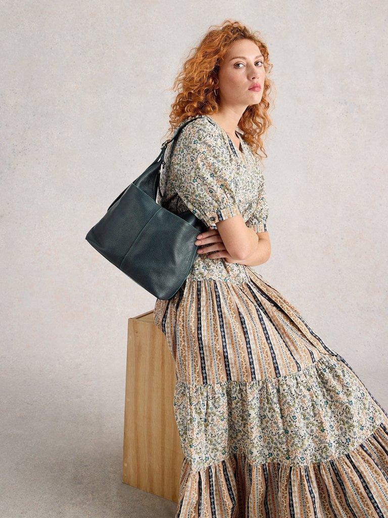 Sophia Leather Crossbody in DARK NAVY - MODEL FRONT