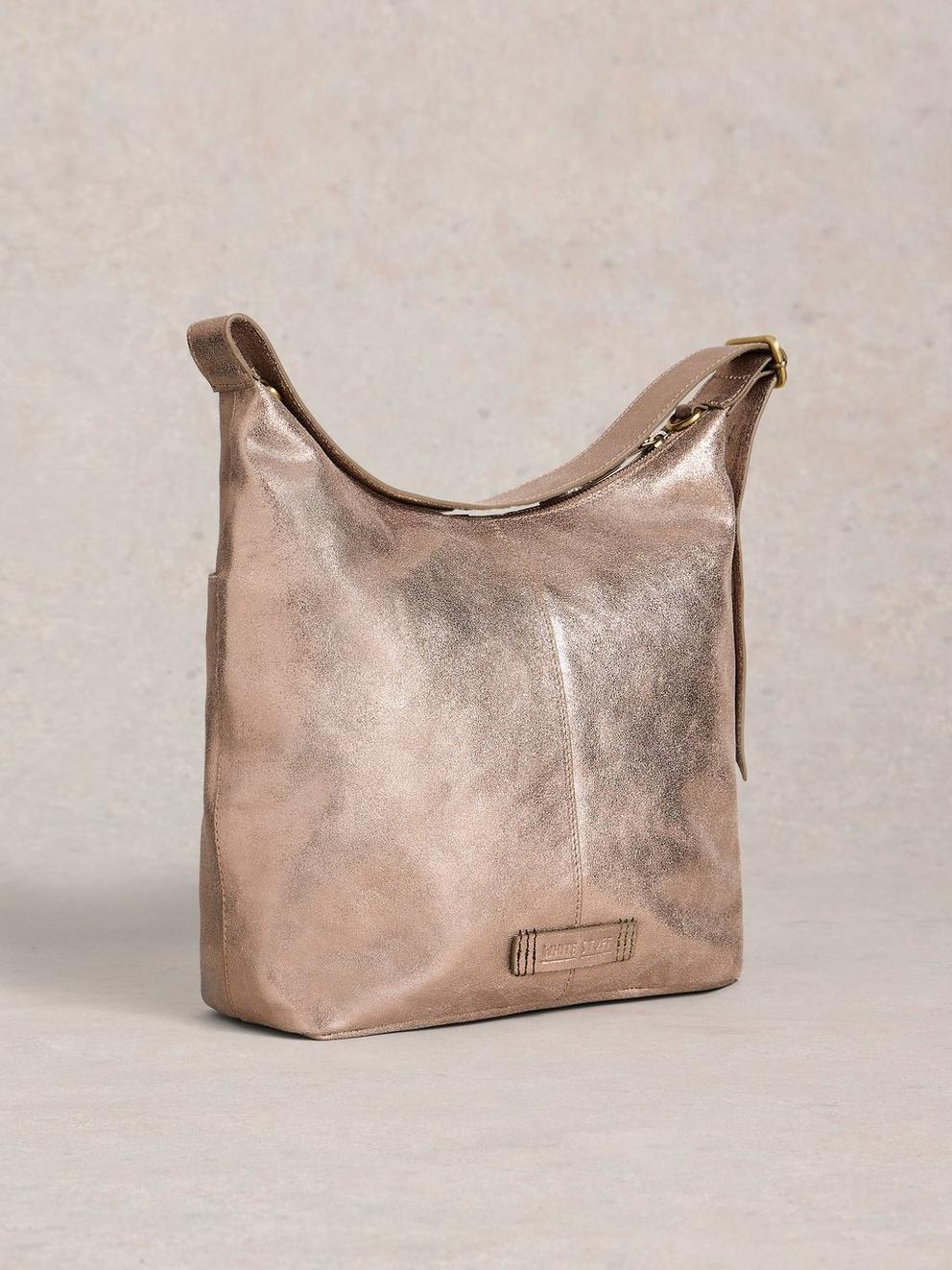 Sophia Leather Crossbody in GLD TN MET - FLAT BACK