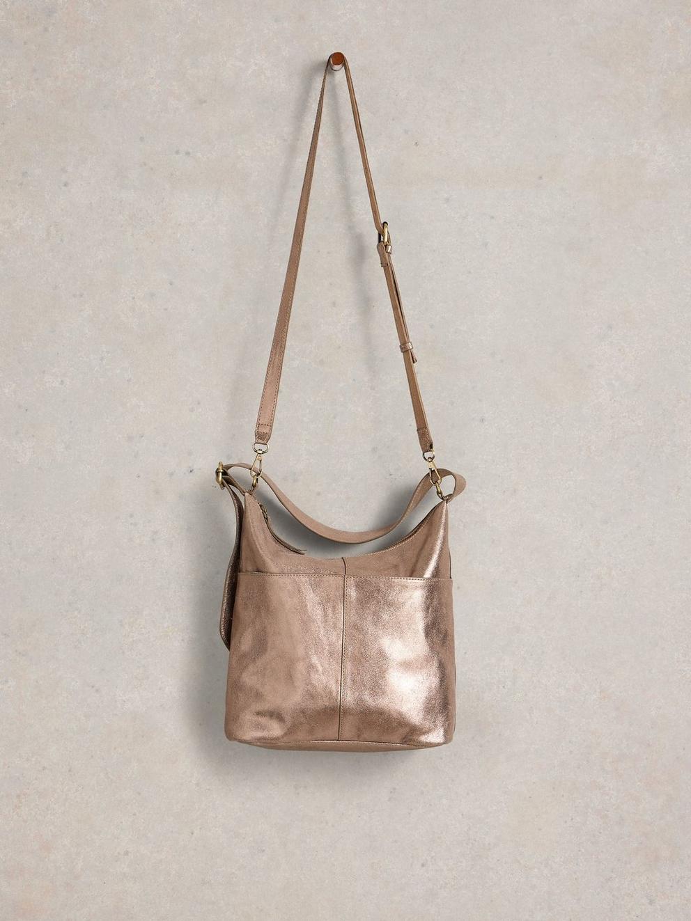 Sophia Leather Crossbody in GLD TN MET - LIFESTYLE