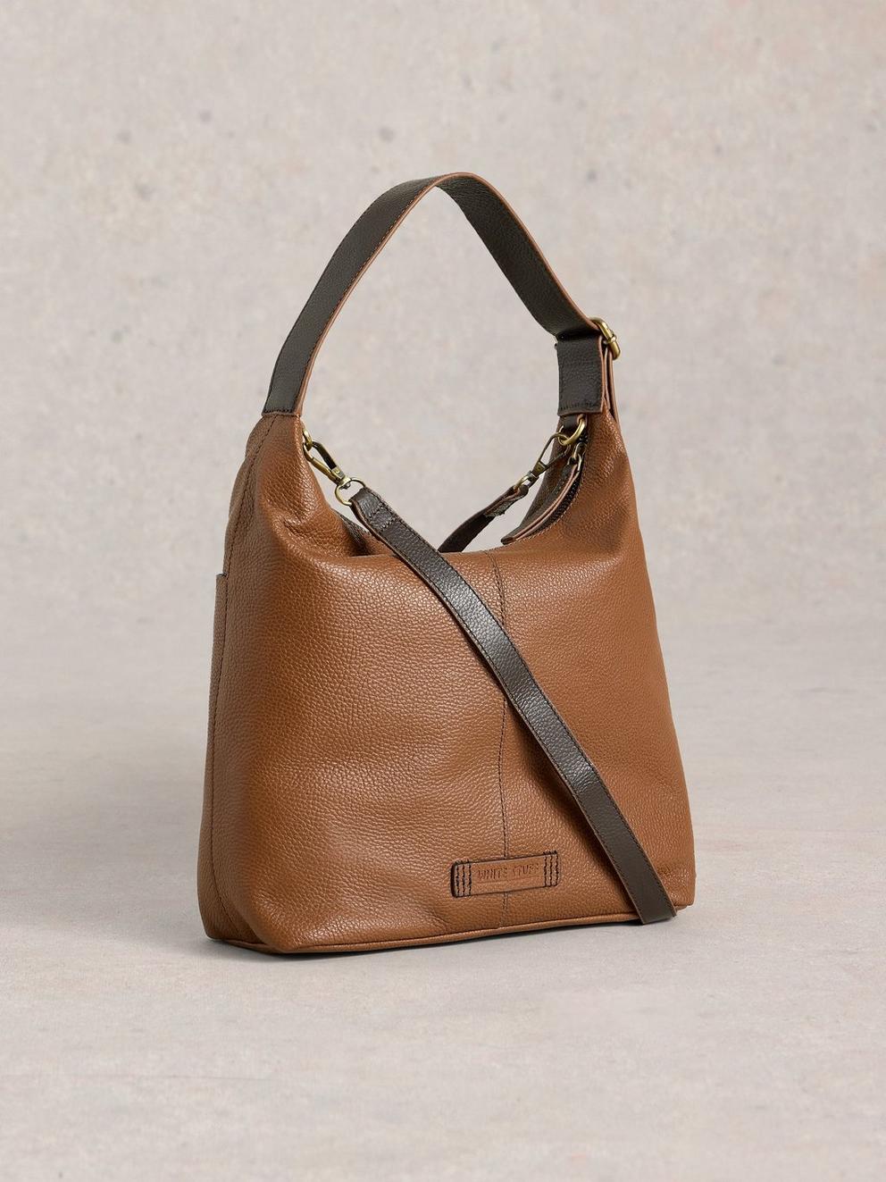Sophia Leather Crossbody in MID TAN - FLAT BACK