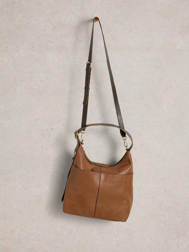 Sophia Leather Crossbody in MID TAN - FLAT FRONT