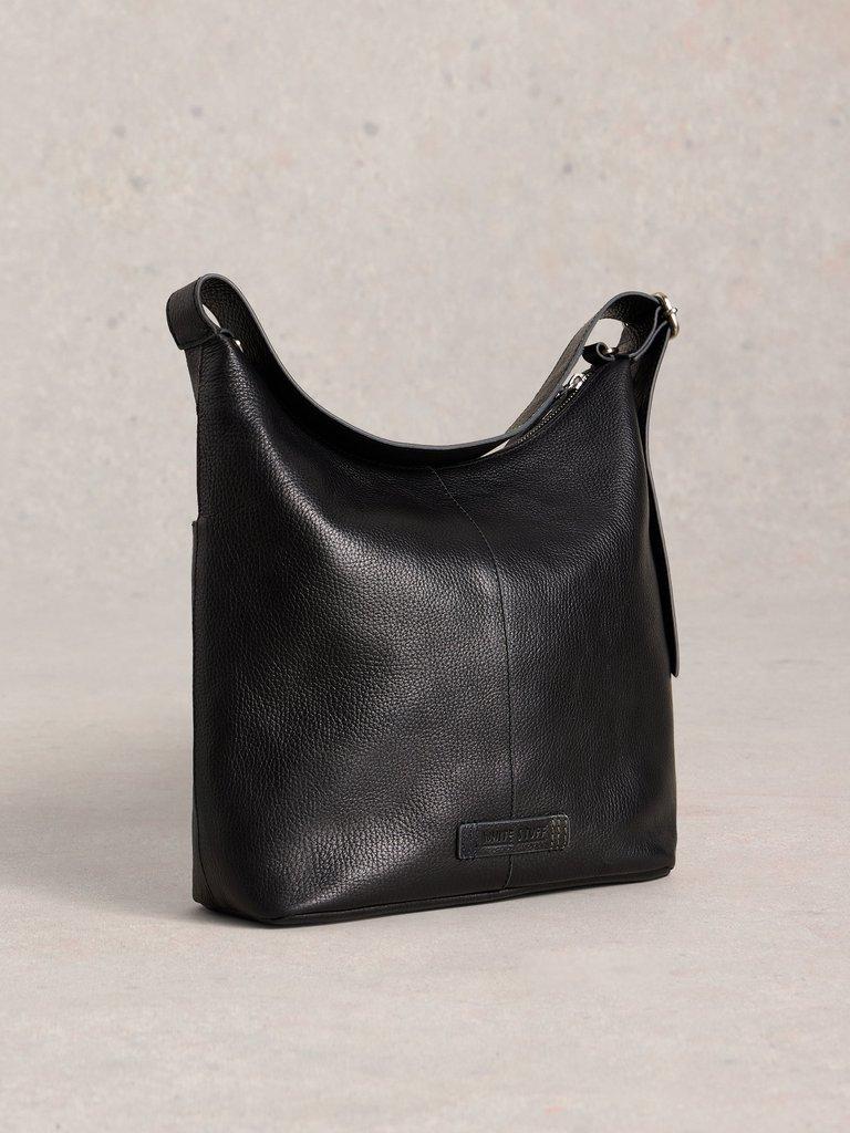 Sophia Leather Crossbody in PURE BLK - FLAT BACK