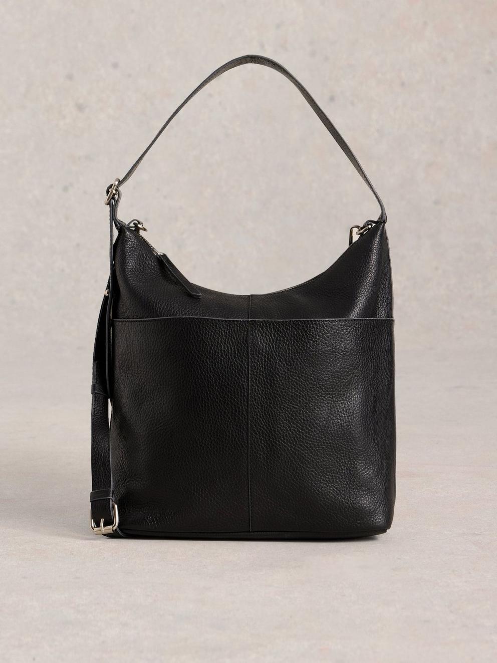 Sophia Leather Crossbody in PURE BLK - FLAT FRONT