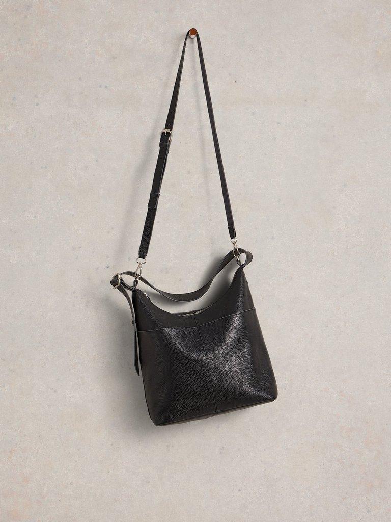 Sophia Leather Crossbody in PURE BLK - LIFESTYLE