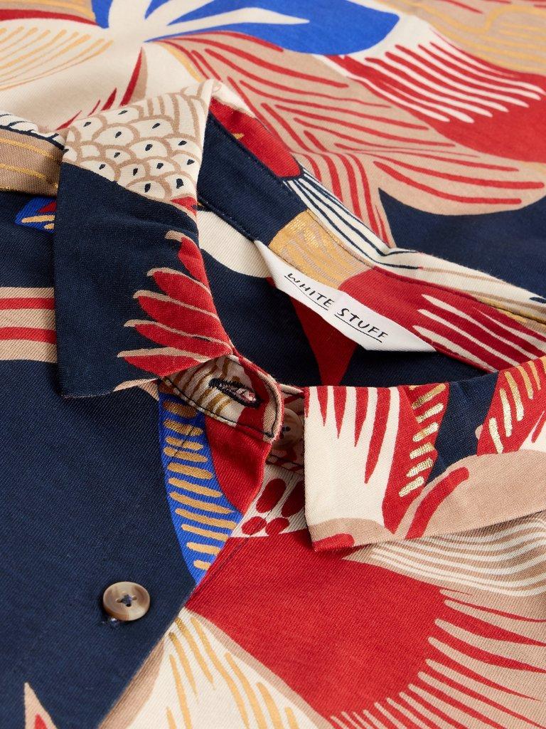 Rua  Midi Jersey Shirt Dress in RED MLT - FLAT DETAIL