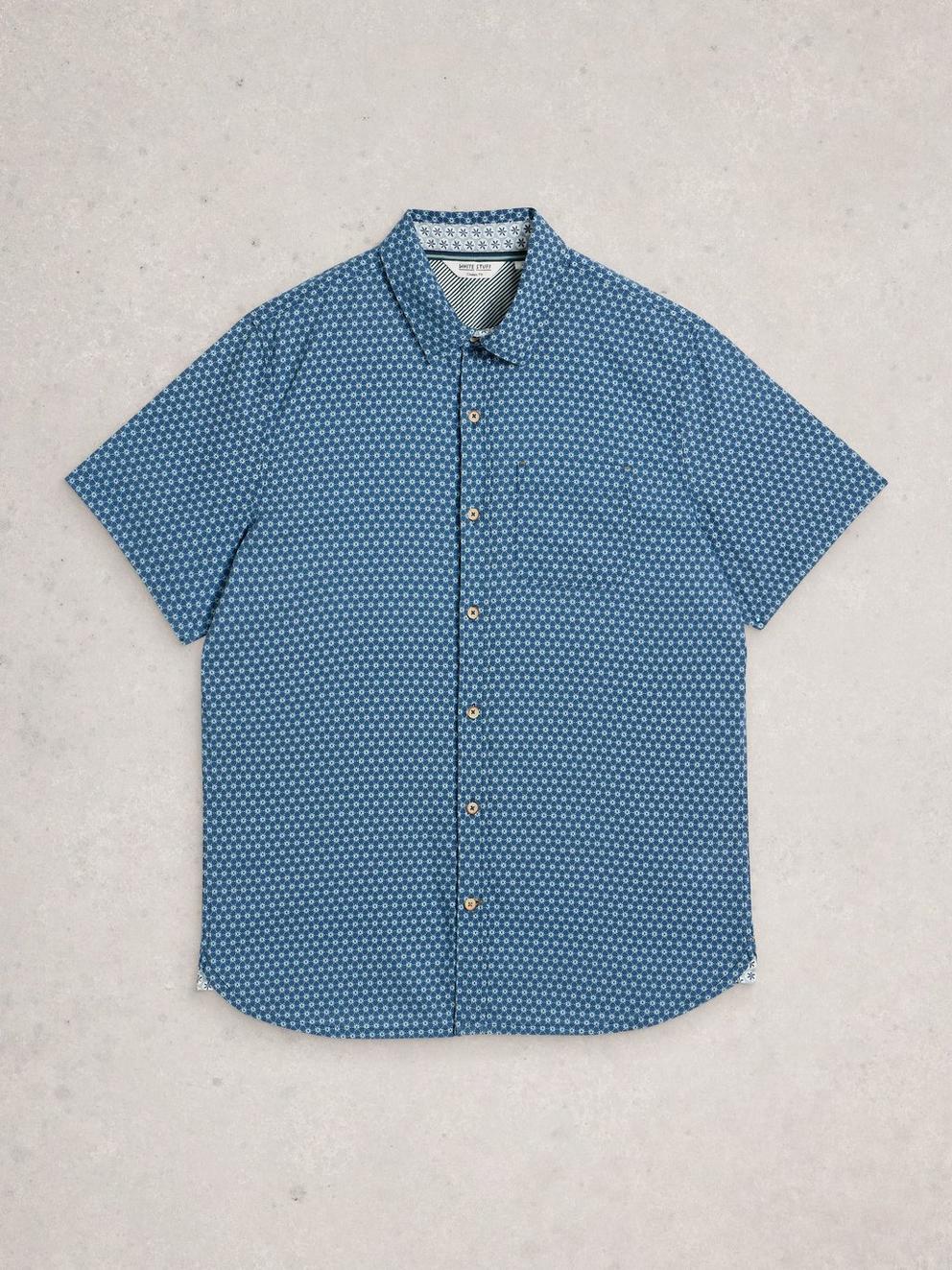 Finsbury Flower SS Print Shirt in NAVY PR - FLAT FRONT