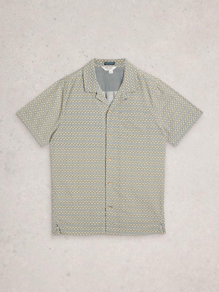 Hayle Fan SS Print Shirt in NAT PR - FLAT FRONT