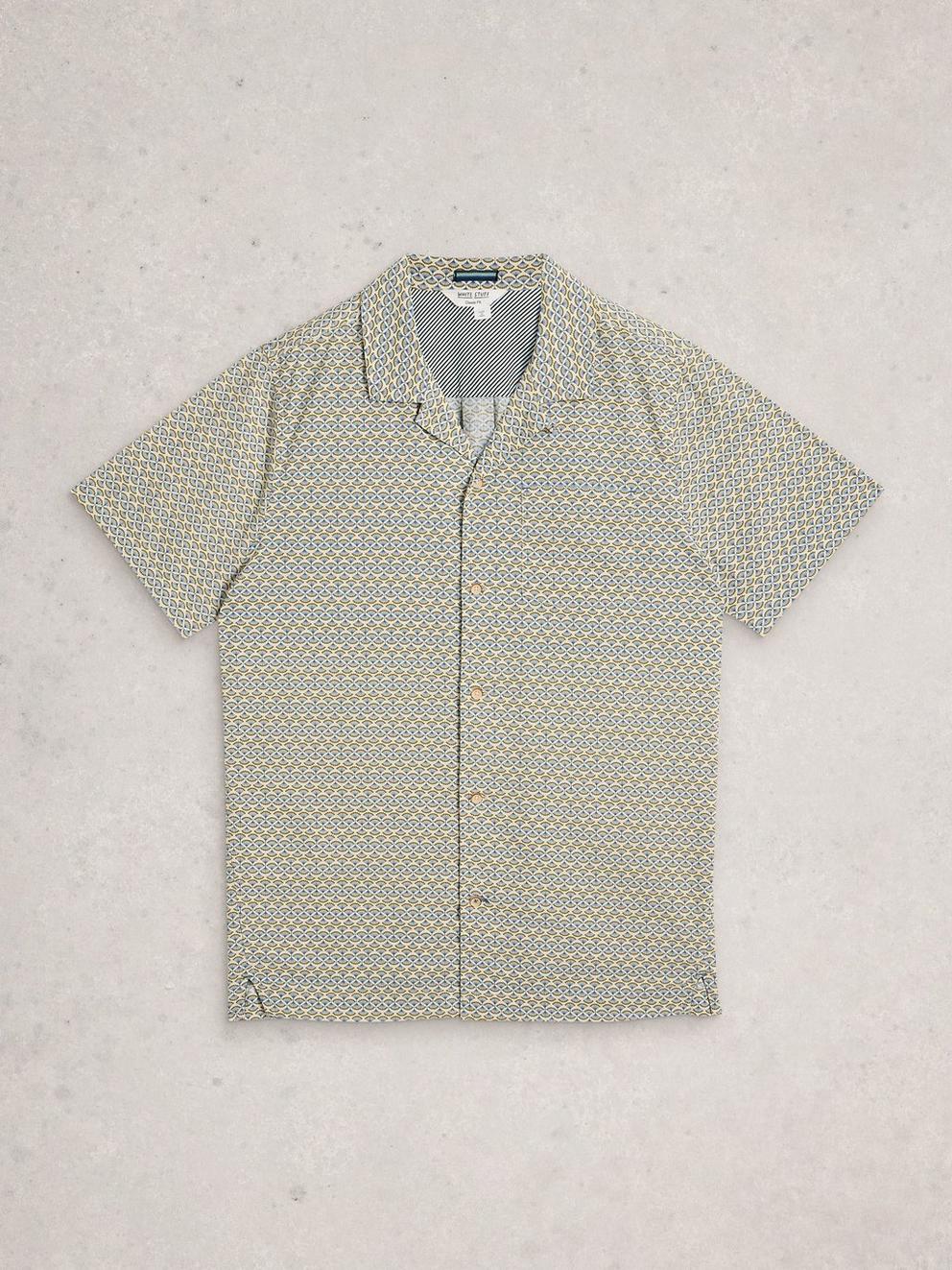Hayle Fan SS Print Shirt in NAT PR - FLAT FRONT