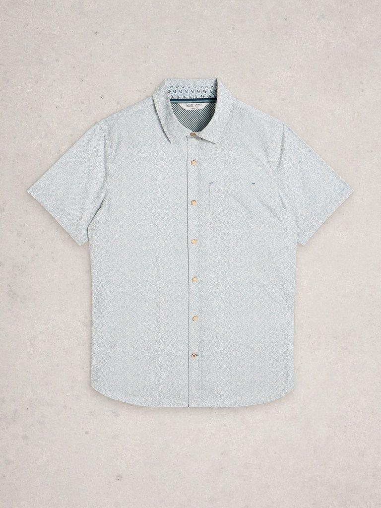 Finsbury Tyres SS Print Shirt in BLUE PR - FLAT FRONT