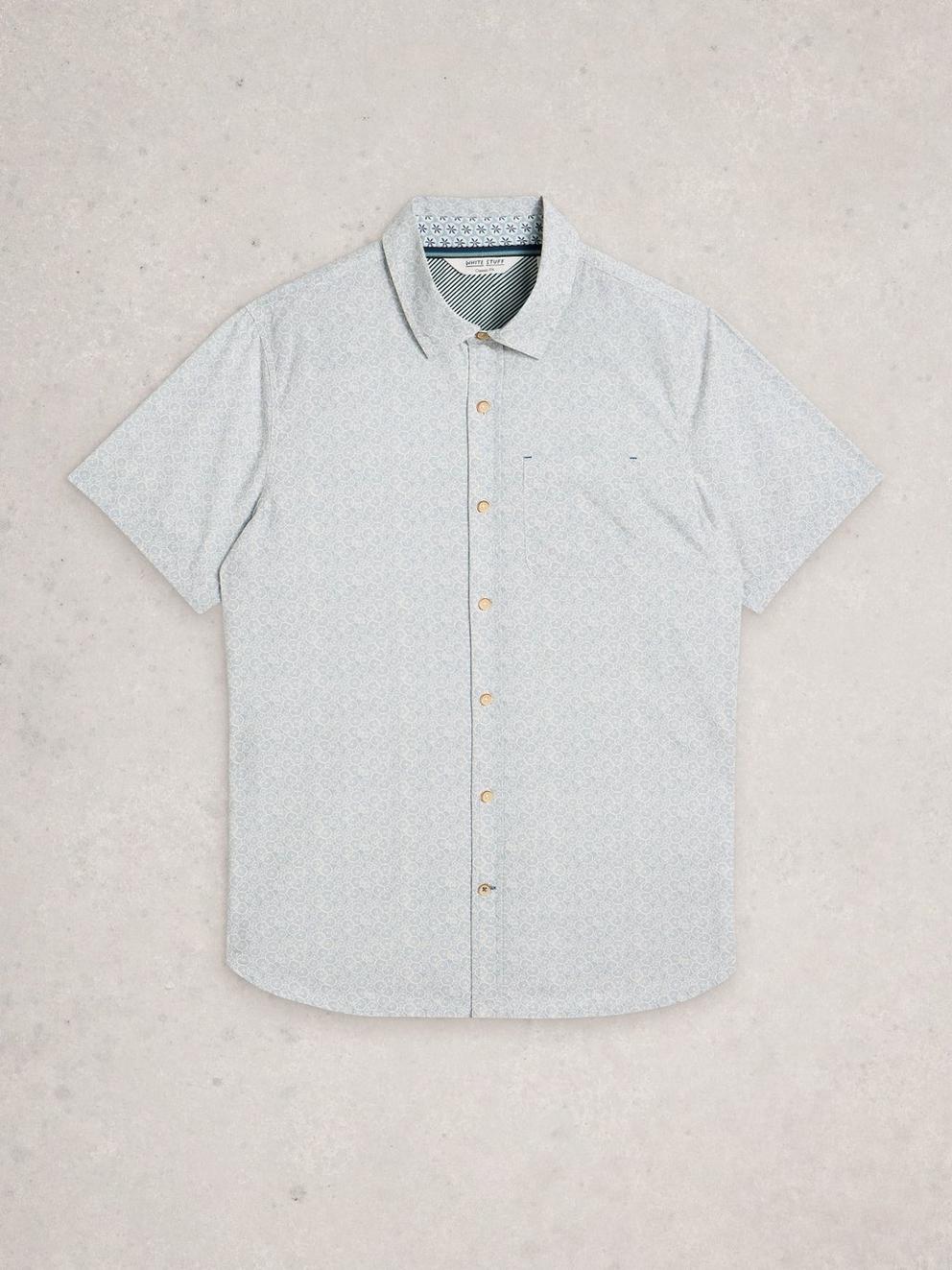 Finsbury Tyres SS Print Shirt in BLUE PR - FLAT FRONT