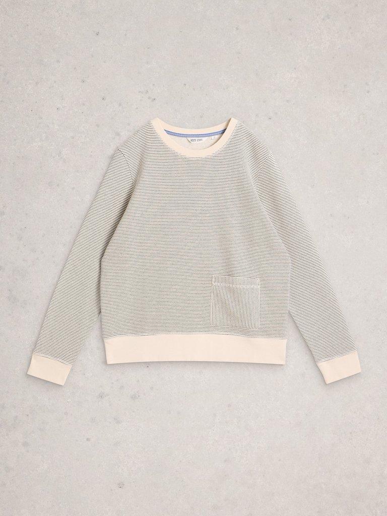 STRIPE CREW NECK SWEAT in WHITE MLT - FLAT FRONT