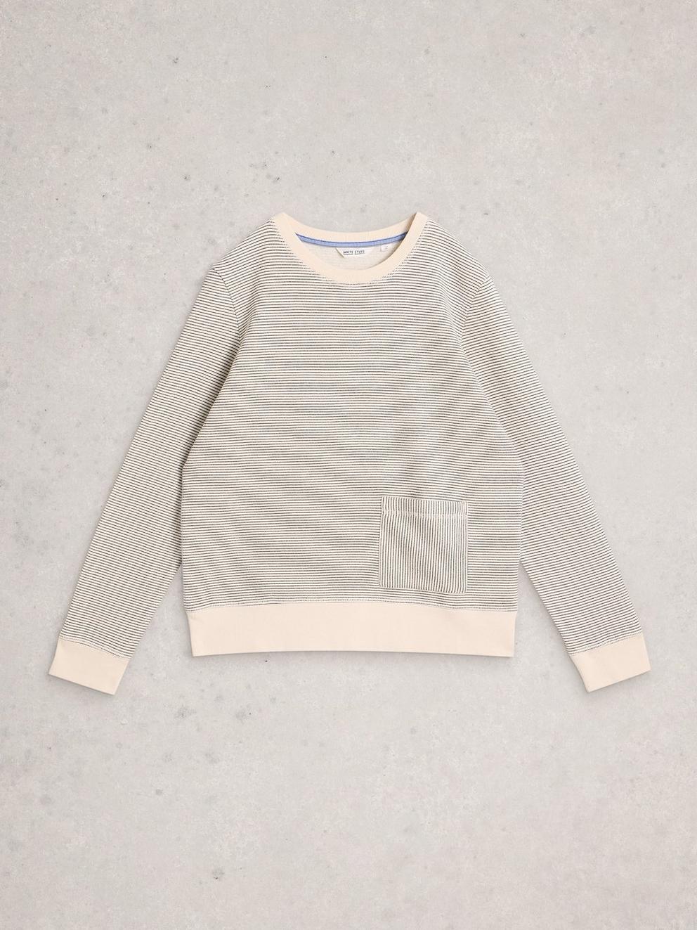 STRIPE CREW NECK SWEAT in WHITE MLT - FLAT FRONT
