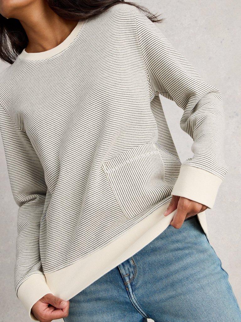 STRIPE CREW NECK SWEAT in WHITE MLT - LIFESTYLE