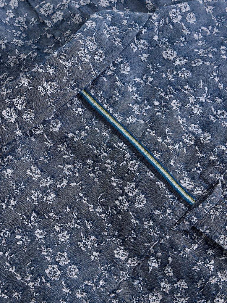 Jacquard Floral Shirt in MID BLUE - FLAT DETAIL