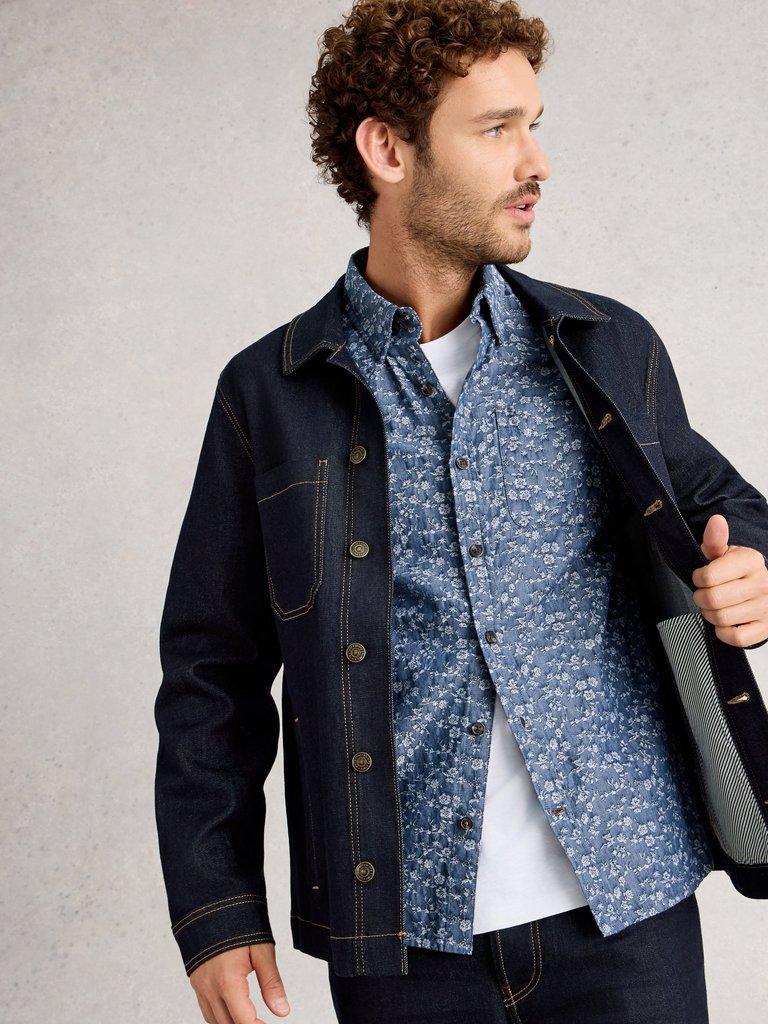 Jacquard Floral Shirt in MID BLUE - LIFESTYLE