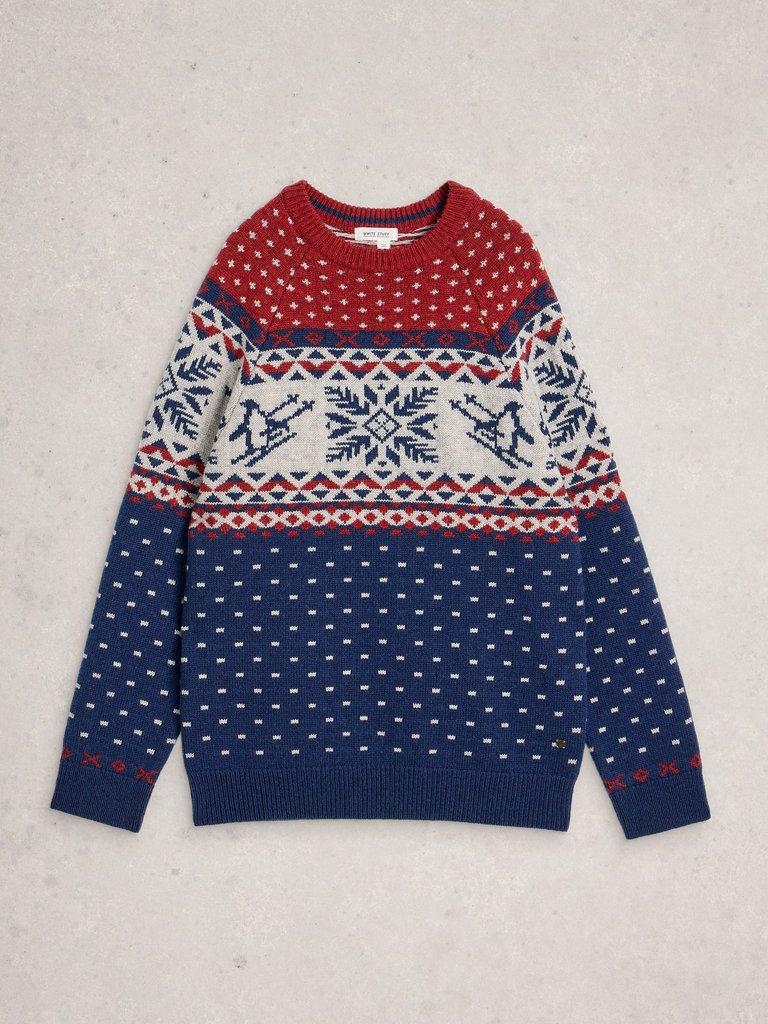 Penguin Novelty Crew Neck in RED MLT - FLAT FRONT