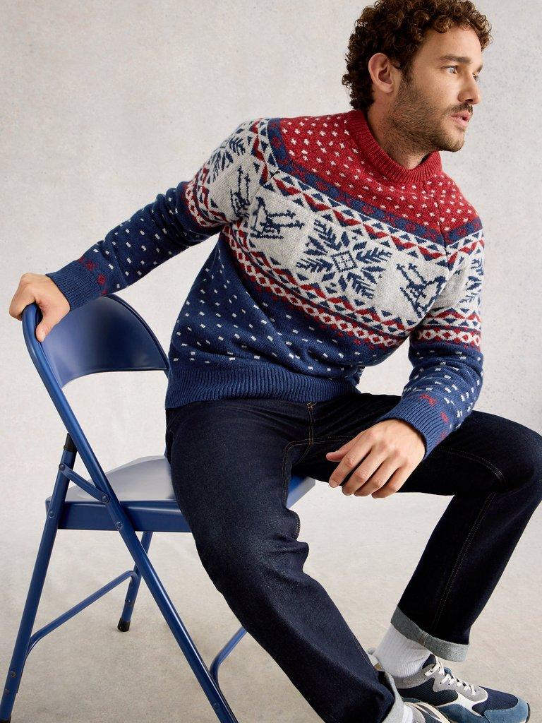 Penguin Novelty Crew Neck in RED MLT - LIFESTYLE