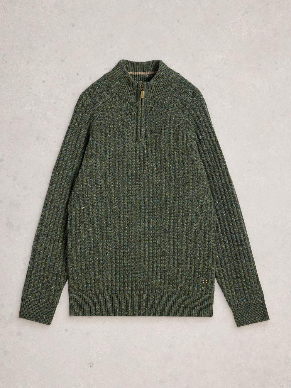 Chunky Funnel Neck in DK GREEN - FLAT FRONT