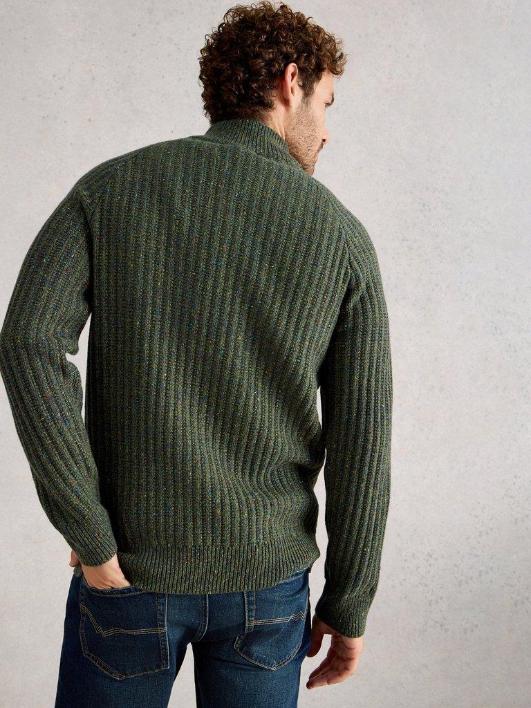 Chunky Funnel Neck in DK GREEN - MODEL BACK