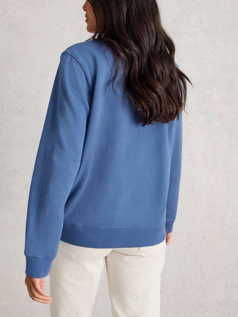 NEP SWEAT in MID BLUE - MODEL BACK