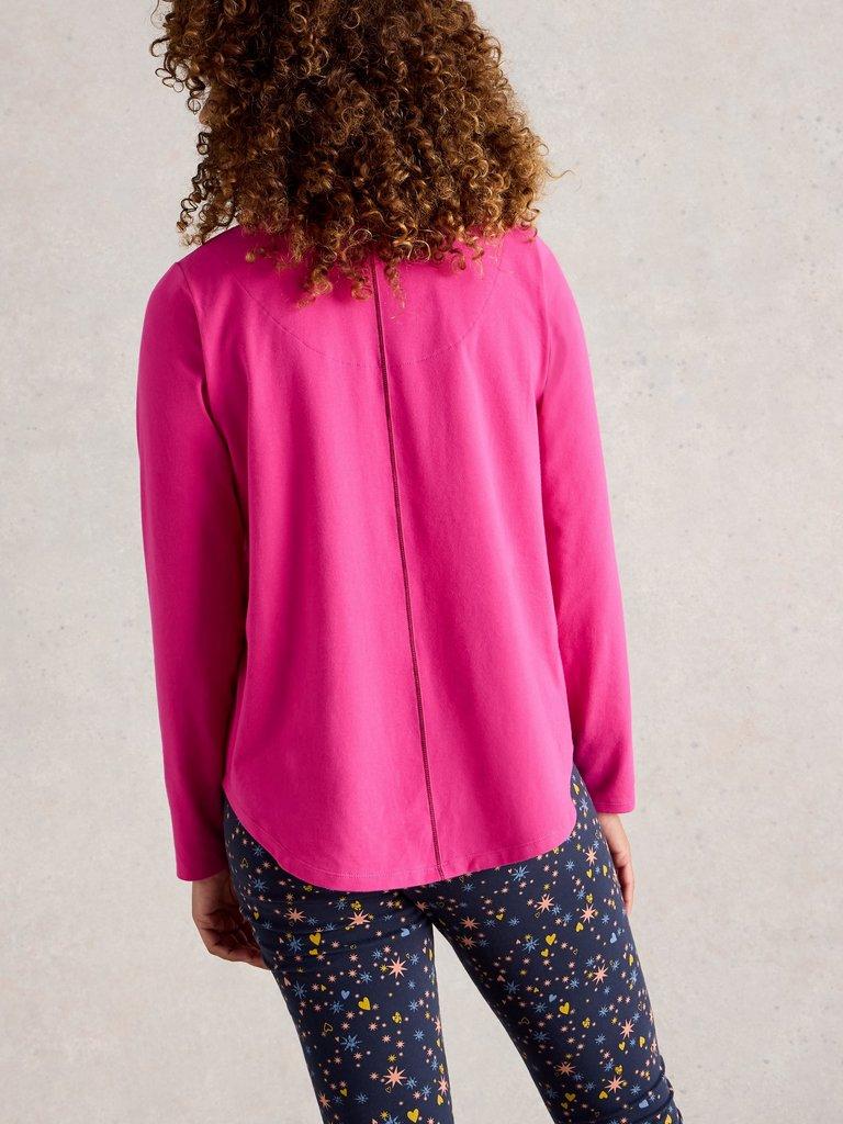EVA PJ TOP JERSEY in BRT PINK - MODEL BACK