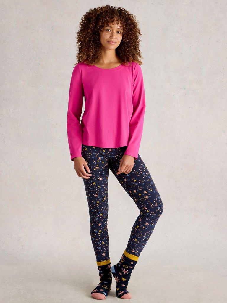 EVA PJ TOP JERSEY in BRT PINK - MODEL FRONT